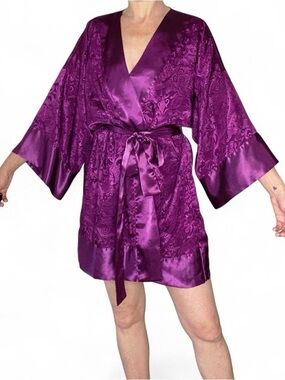 Victoria’s Secret Purple Printed Bell Sleeve Sexy Lingerie Bathrobe